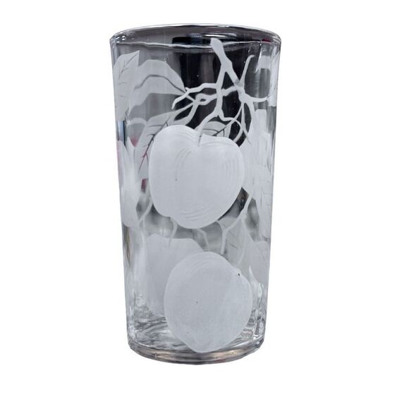 6 Vintage Clear Frosted White Apple Glass Water Juice Cups Tumblers 10 Oz - Picture 6 of 7